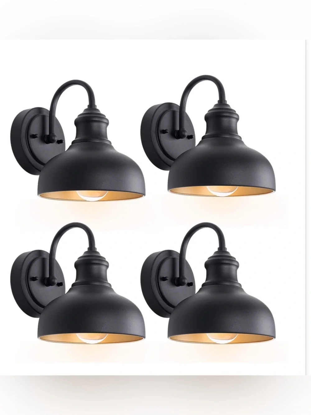 Matte Black Indoor Wall Lantern Sconce - Set of 4